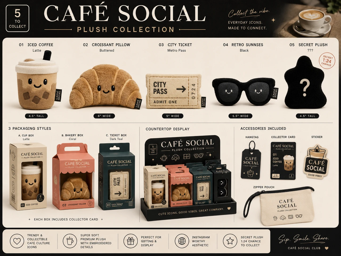 Cafe Social plush collection